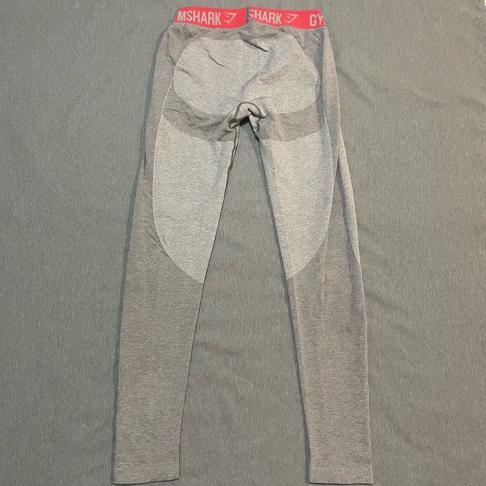 Gymshark Flex Seamless Leggings L Light Grey Marl Pink Waist High Waisted Sculpt - Picture 9 of 10